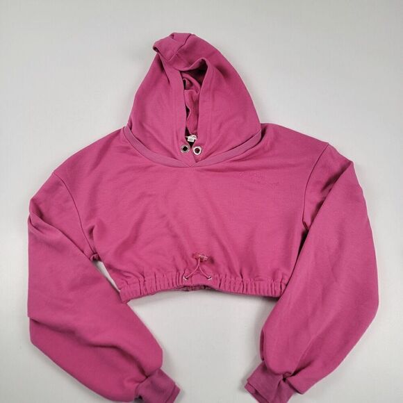 For Love & Lemons Hoodie Womens XXS Pink Pullover Sweatshirt Cropped Sweater Top - Picture 1 of 11